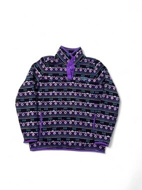 L.L Bean Aztec southwestern multicolor snap T fleece S petite women’s pullover